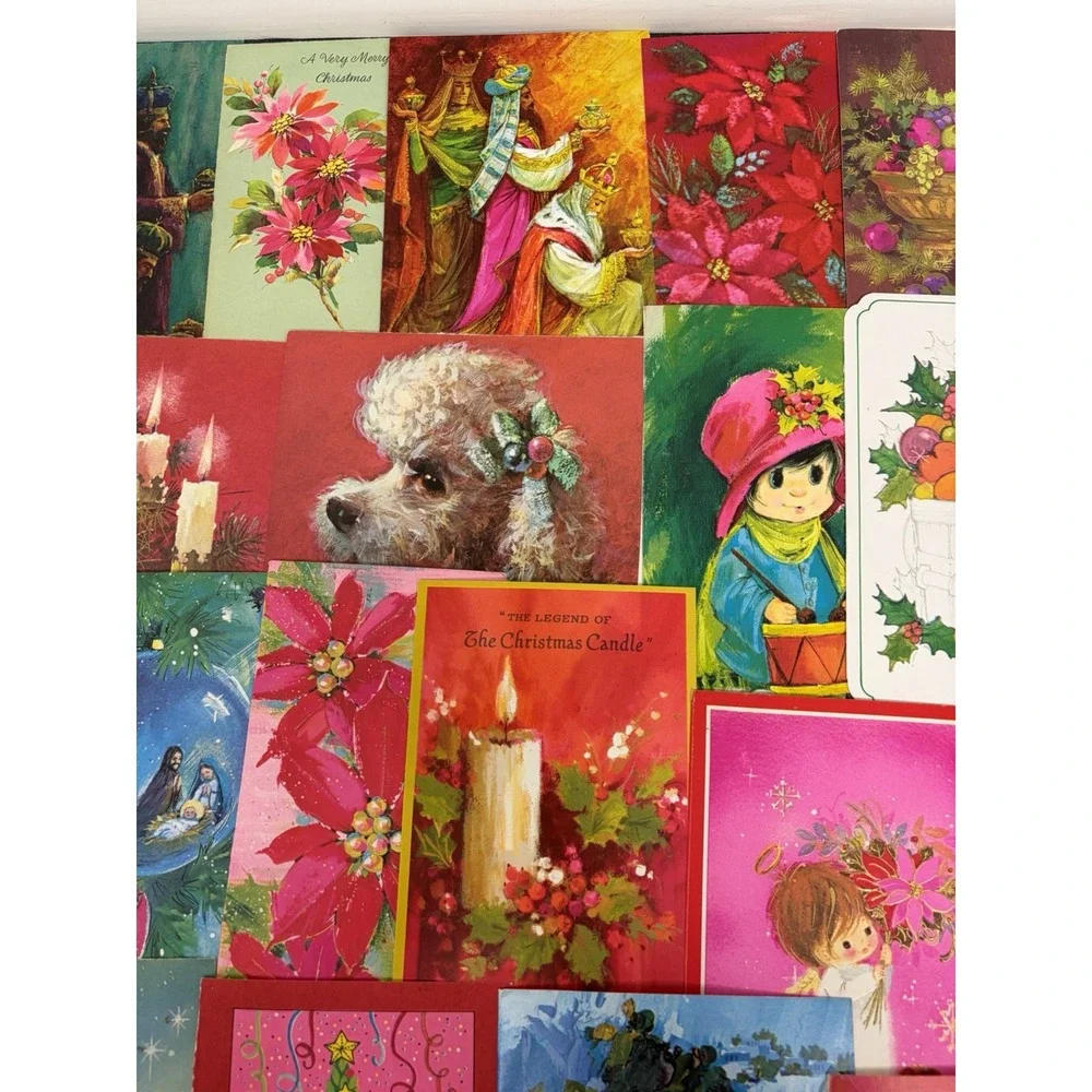 Vintage MCM Christmas Cards Fronts ONLY Mid Century Scrapbooking Crafts 50+